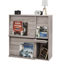 Grise bibliotheque 4 portes 34 x 89 x 90 cm portes coulissantes