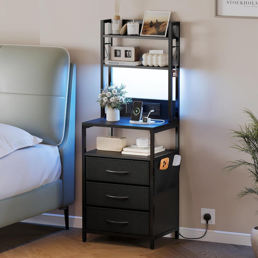 Table de chevet de rangement gris