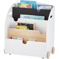 Bibliotheque gris clair, a roulettes, mobile et pratique, rangement optimise