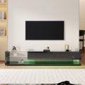 Meuble TV gris clair avec un eclairage LED integre