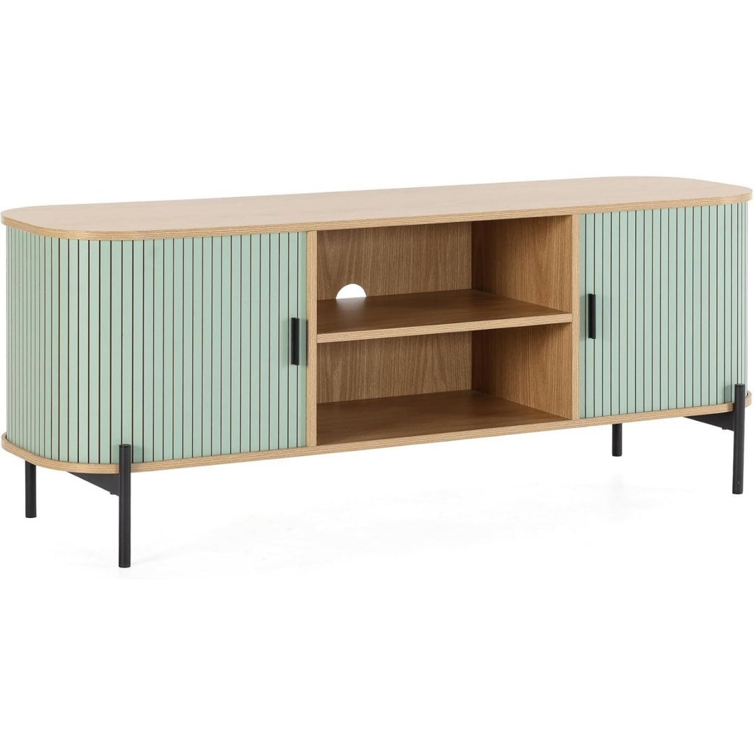 Meuble TV gris en bois, 2 portes