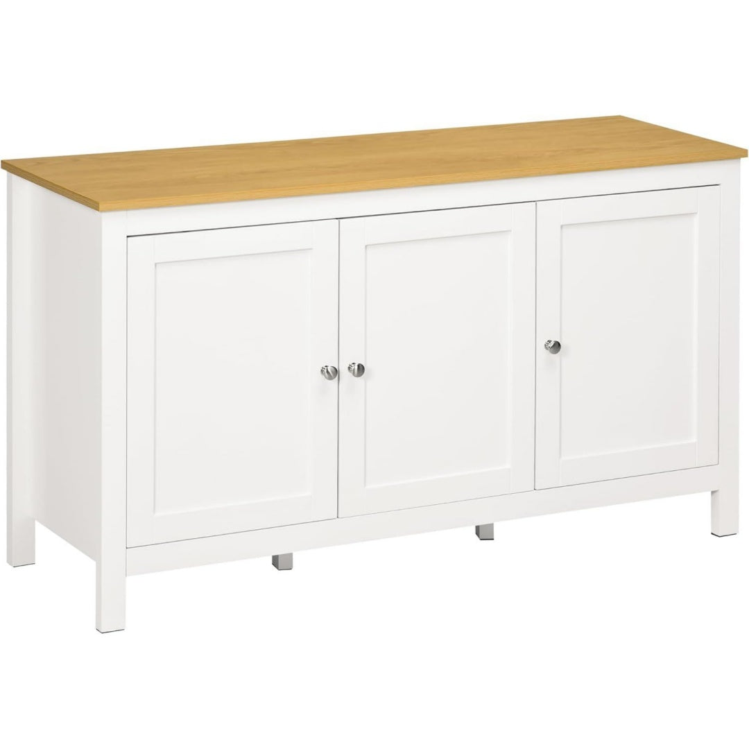 Credence aspect naturel gris clair 2 etageres, bois ingenierie durable