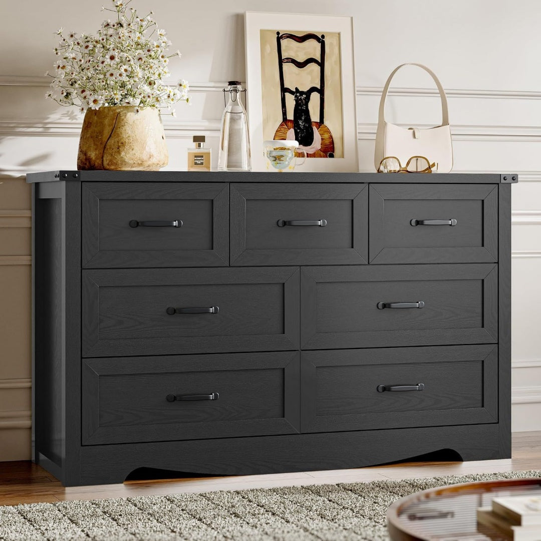 Gris fonce contemporaine commode 7 tiroirs
