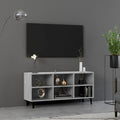 Meuble TV gris fonce avec une fixation murale invisible