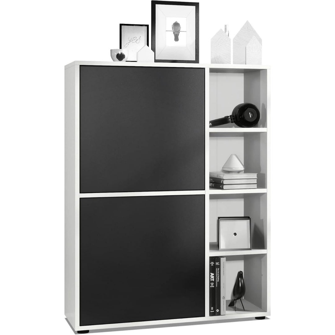 Allure Design, vaisselier gris fonce en panneau de particules