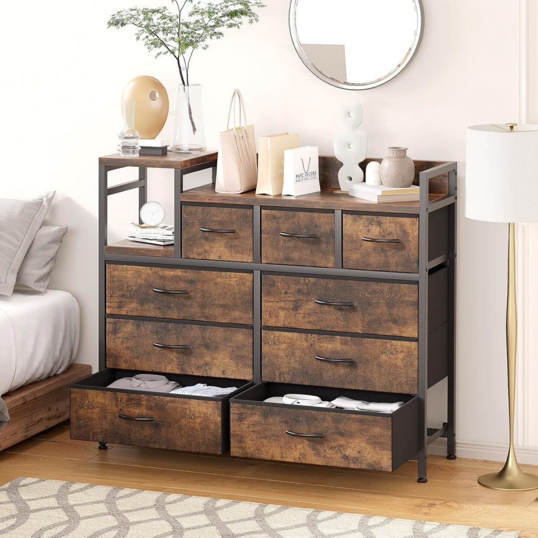 Commode rangement marron 9 tiroirs vintage