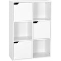 Bibliotheque etagere design moderne en bois ingenierie gris clair a 3 portes