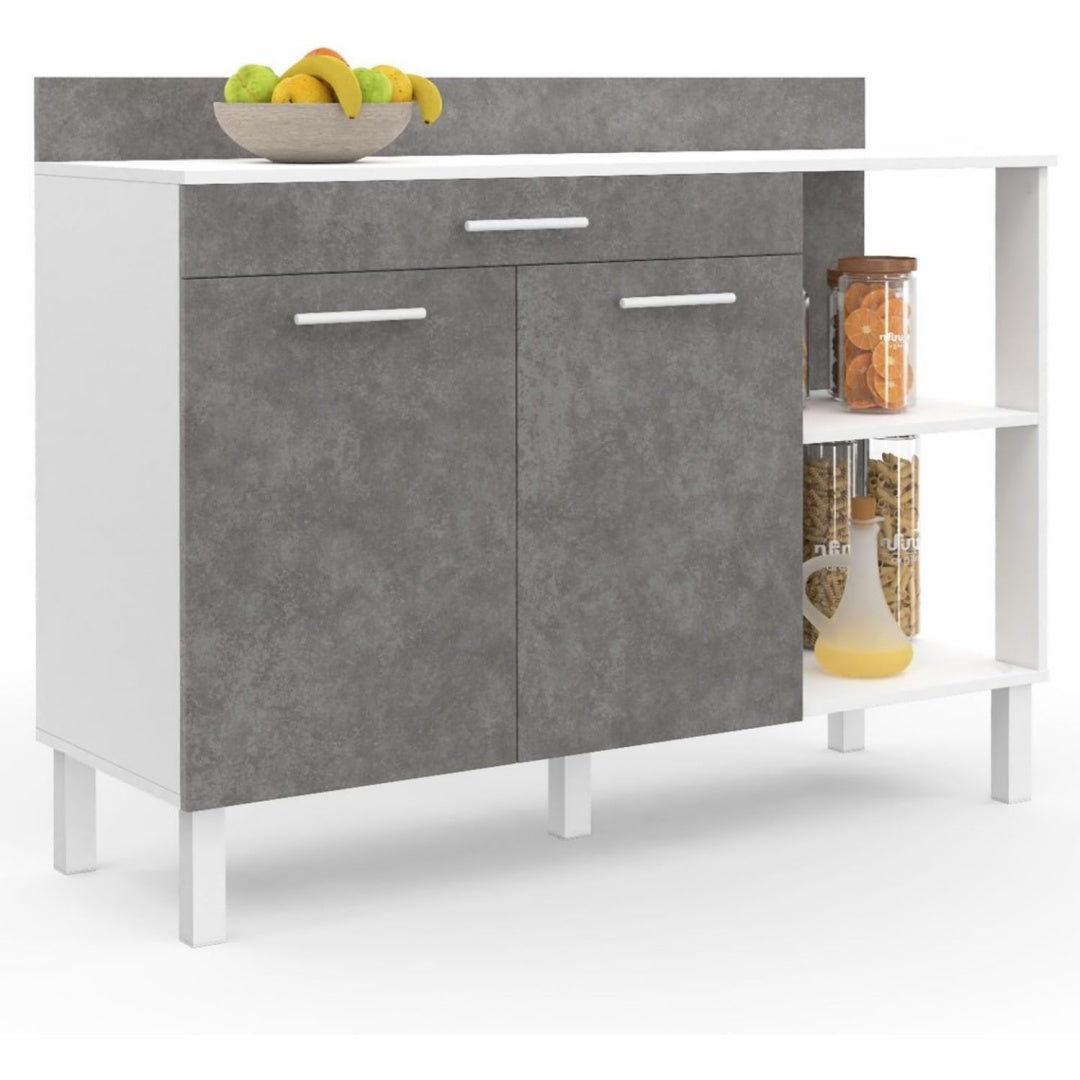 Gris bahut allure contemporaine, 1 tiroir et 2 etageres