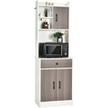 Buffet gris 60 x 40 x 180 cm 3 portes et 3 etageres