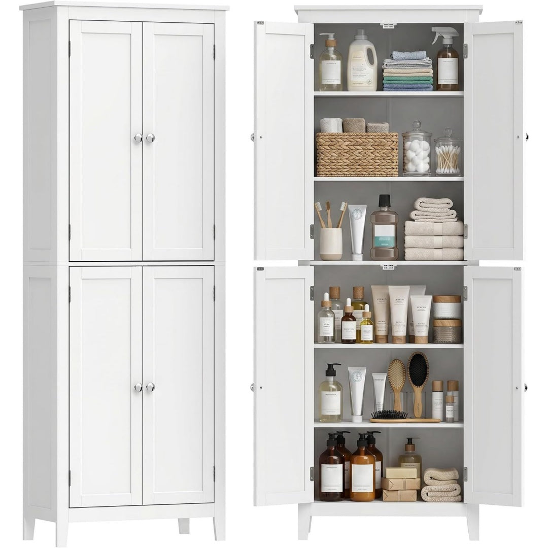 Tour de rangement gris clair dote de 4 portes