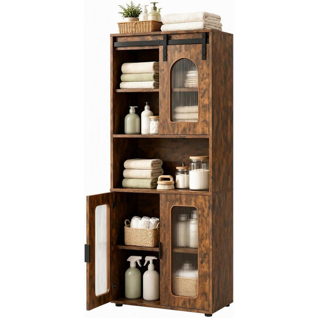 Colonne de rangement contemporaine en bois marron