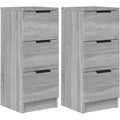 Finition Moderne, meuble de rangement gris en bois 3 tiroirs