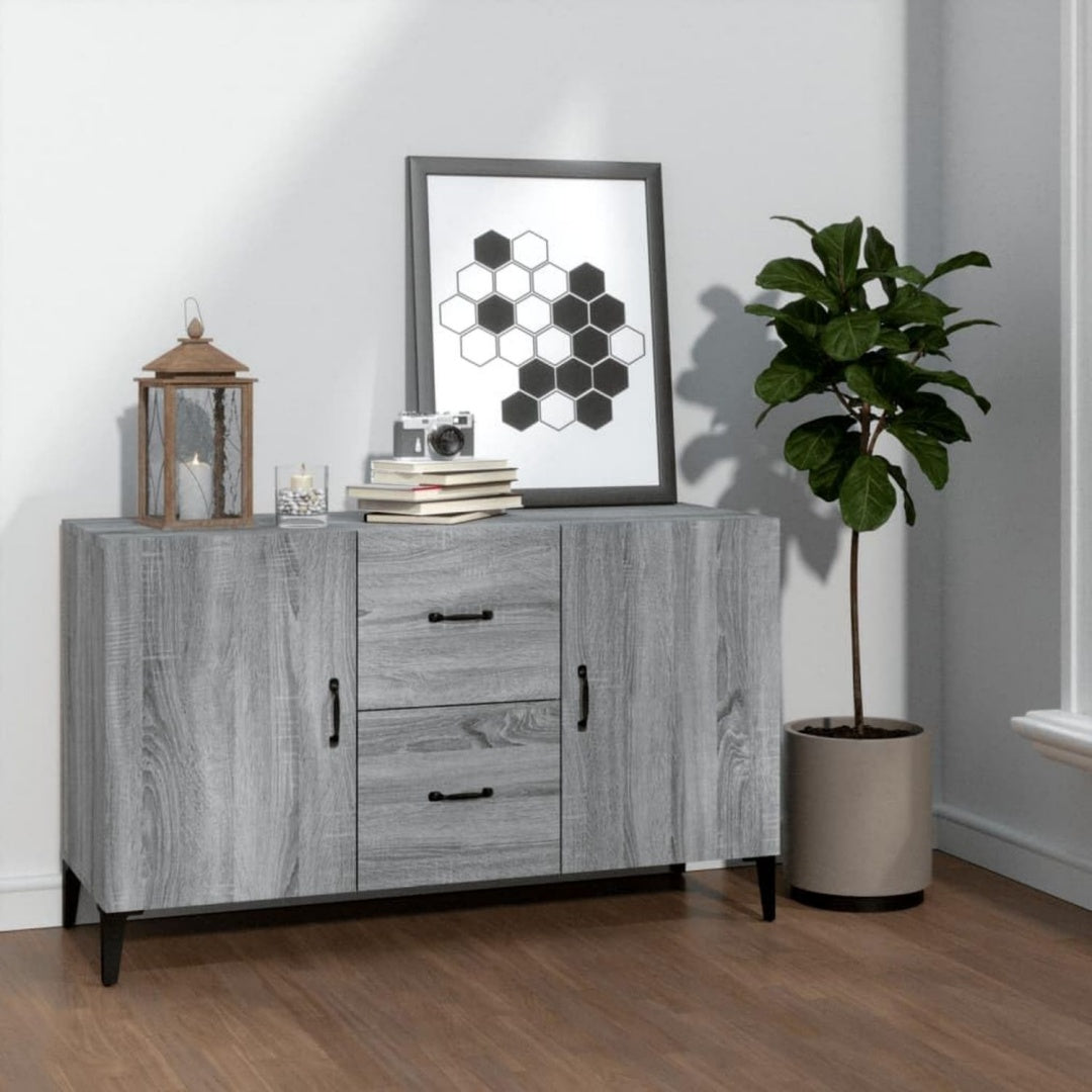 Credence gris fixation murale pour 100 cm, a 2 portes 2 tiroirs