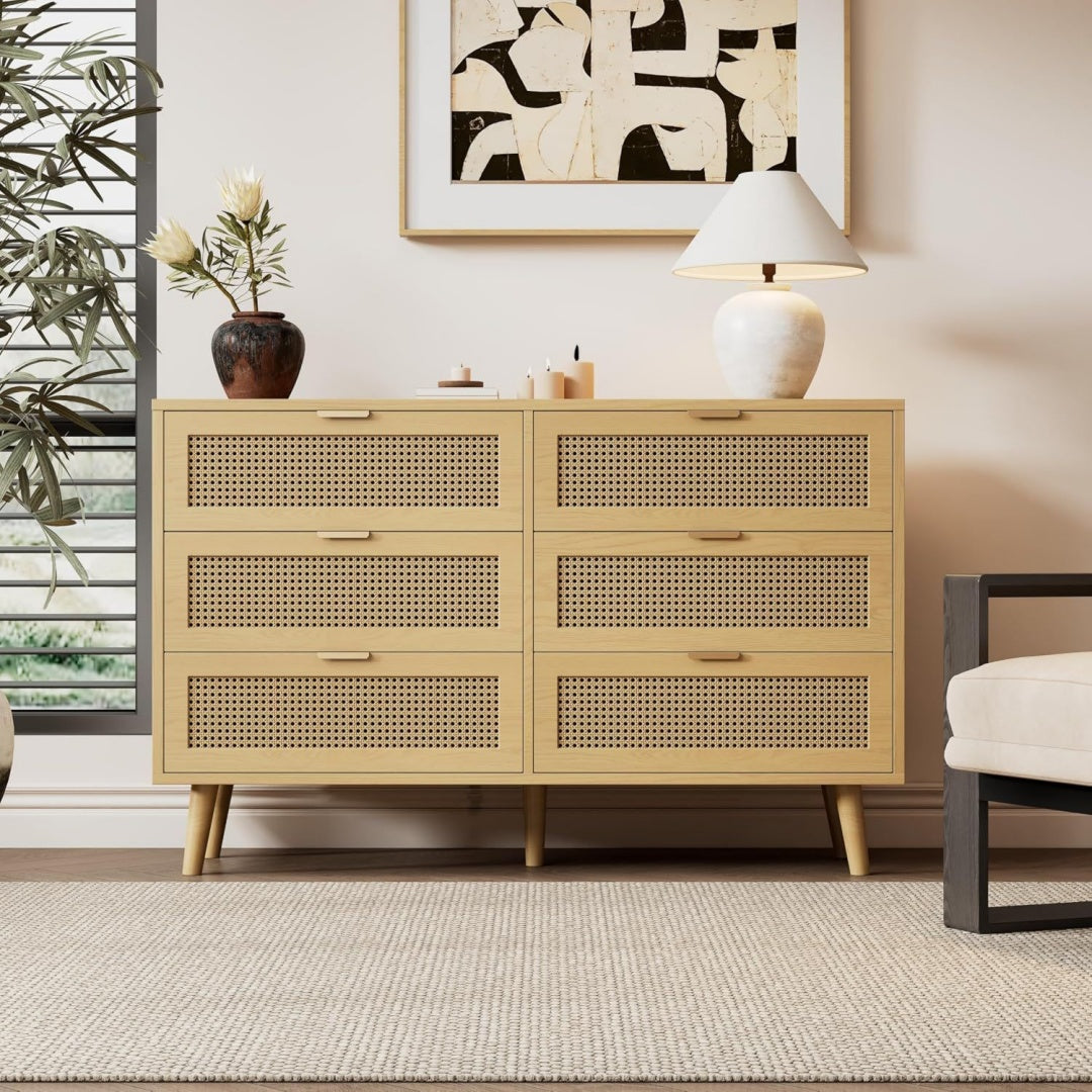 Commode avec 6 tiroirs beige
