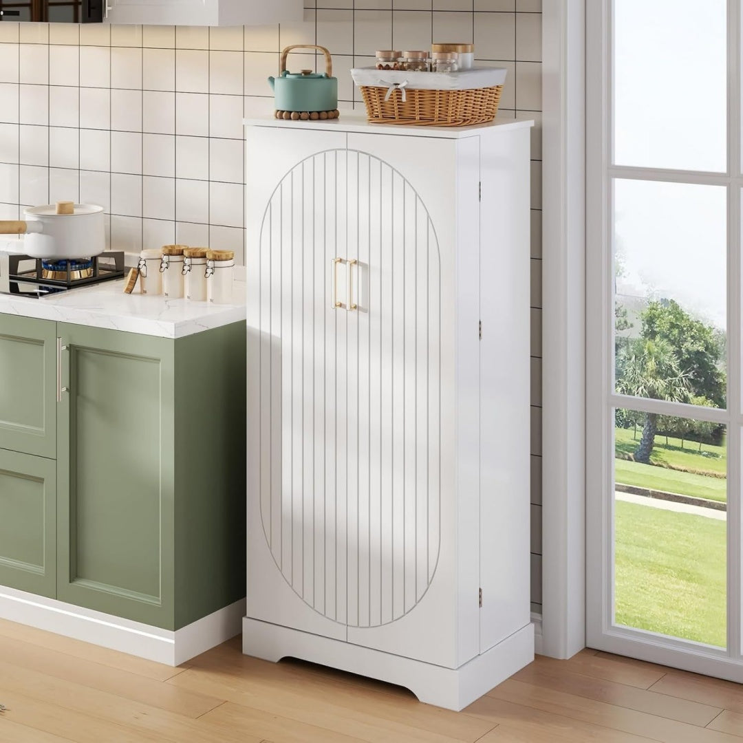 Sideboard esprit rustique gris en metal, hauteur reglable