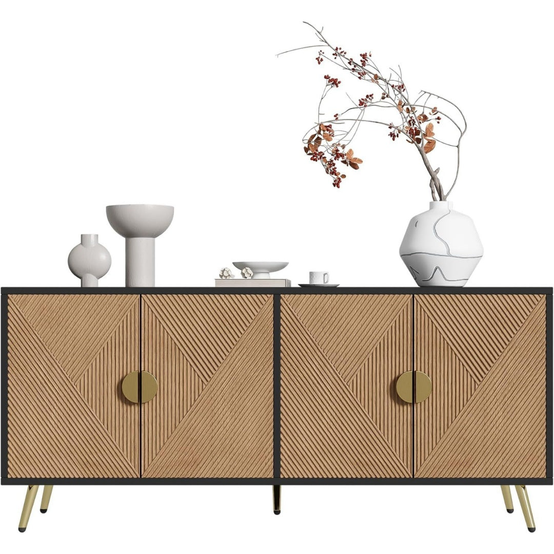 Cachet Moderne, buffet marron en bois 4 portes