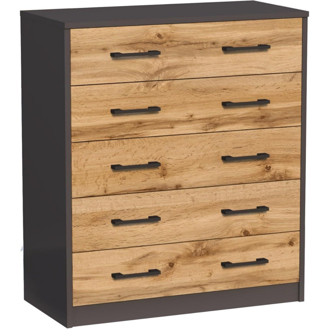 Commode finition bois marron style epure