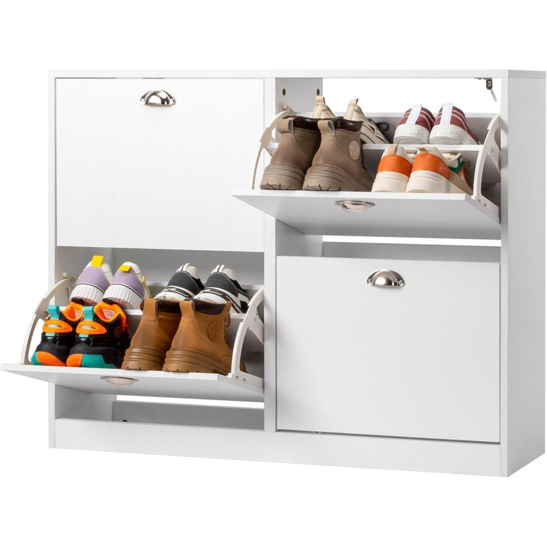 Armoire a chaussures, gris clair, etageres reglables (102 x 24 x 79.5 cm)