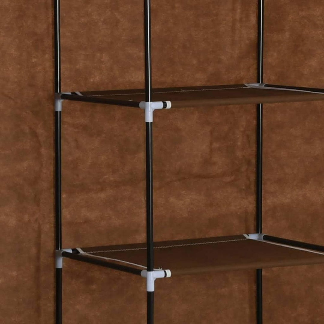 Armoire marron, roulettes, rangement pour chambre